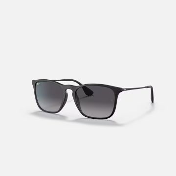 Ray-ban Chris Rubber Black & Grey Gradient Square Sunglasses For Men M