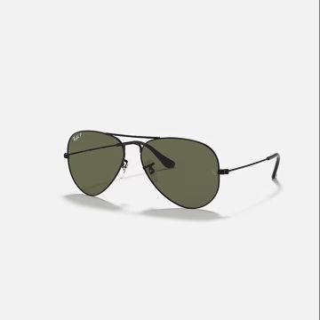 Ray-ban Aviator Classic Black & G-15 Green Pilot Sunglasses For Unisex Xl