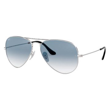 Ray-ban Aviator Gradient Silver Light Blue Gradient Pilot Sunglasses For Unisex Xl