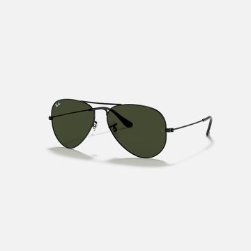Ray-ban Aviator Classic Black & G-15 Green Pilot Sunglasses For Unisex Xl