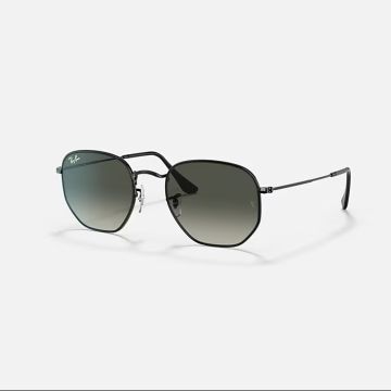 Ray-ban Hexagonal Black & Grey Gradient Irregular Sunglasses For Unisex Xl