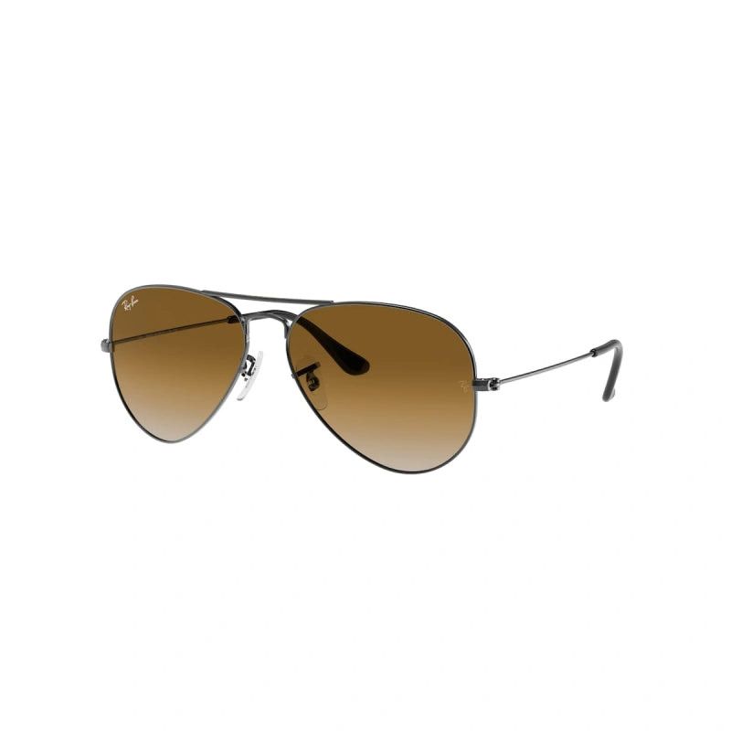 Ray-ban Aviator Gradient Gunmetal Pilot Light Brown Gradient Sunglasses For Unisex Xl