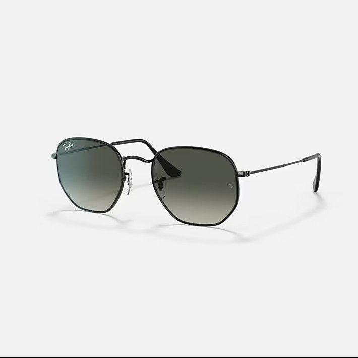 Ray-ban Hexagonal Black & Grey Gradient Irregular Sunglasses For Unisex Xl