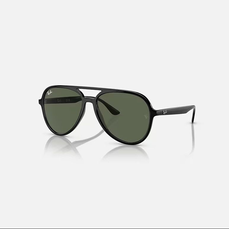 Ray-ban Rb4376 Black & Dark Green Pilot Sunglasses For Unisex L