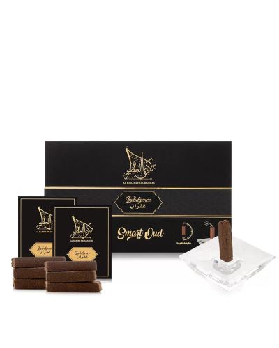 الحكيمي للعطور عود ذكي فاخر - 10 أعواد مع حامل كريستالي
