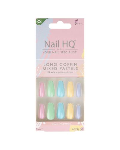 Nail Hq Long Coffin Mixed Pastel Nails