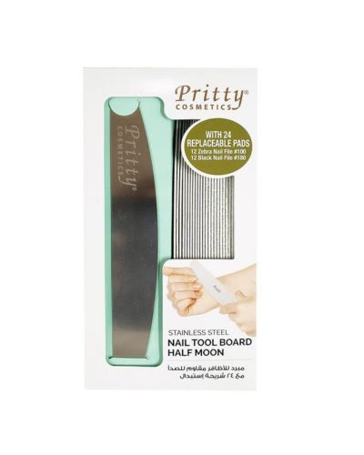 Pritty Stainless Steel Nail Tool Board Half Moon With 24 Pads