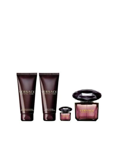 Versace Crystal Noir Pour Femme Edp Gift Set (90ml Perfume + 5ml Miniature + 100ml Body Lotion + 100ml Bath & Shower Gel